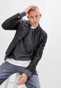 Куртка кожаная, Oakwood, цвет: черный. Артикул: OA002EMKSAM7. Одежда / Верхняя одежда / Кожаные куртки