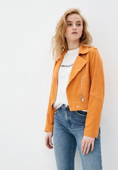Куртка кожаная, Oakwood, цвет: оранжевый. Артикул: OA002EWLSGS5. Одежда / Oakwood
