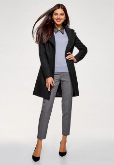 Пальто, oodji, цвет: черный. Артикул: OO001EWAMYE1. oodji