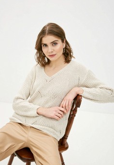 Пуловер, Zabaione, цвет: бежевый. Артикул: RTLAAA305301. Одежда / Джемперы, свитеры и кардиганы / Джемперы и пуловеры / Пуловеры / Zabaione