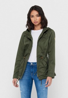 Парка, Only, цвет: хаки. Артикул: RTLAAA443102. Одежда / Верхняя одежда / Парки