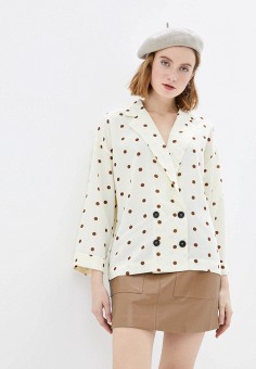 Блуза, B.Style, цвет: бежевый. Артикул: RTLAAB589001. Одежда / Блузы и рубашки / Блузы / Блузы с длинным рукавом / B.Style