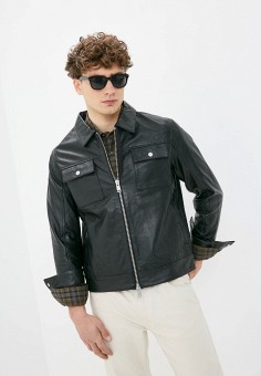 Куртка кожаная, Selected Homme, цвет: черный. Артикул: RTLAAB996002. Одежда / Верхняя одежда / Кожаные куртки