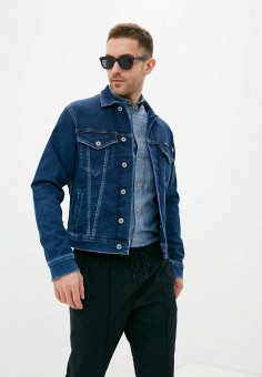 Куртка джинсовая, Pepe Jeans, цвет: синий. Артикул: RTLAAD202601. Одежда / Верхняя одежда / Джинсовые куртки
