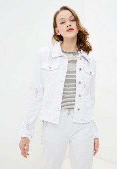 Куртка джинсовая, B.Style, цвет: белый. Артикул: RTLAAG764901. Одежда / Верхняя одежда / Джинсовые куртки / B.Style