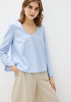 Блуза, Stefanel, цвет: голубой. Артикул: RTLAAH478401. Одежда / Блузы и рубашки / Блузы / Stefanel
