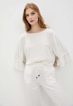 Блуза, Emporio Armani, цвет: белый. Артикул: RTLAAH733501. Premium / Одежда / Блузы и рубашки / Блузы / Блузы с длинным рукавом / Emporio Armani