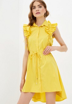 Платье, Rinascimento, цвет: желтый. Артикул: RTLAAH876001. Одежда / Платья и сарафаны / Платья-рубашки / Rinascimento