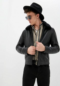 Куртка кожаная, Serge Pariente, цвет: черный. Артикул: RTLAAI535301. Одежда / Верхняя одежда / Кожаные куртки