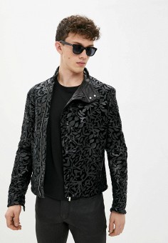Куртка кожаная, Emporio Armani, цвет: черный. Артикул: RTLAAI806201. Одежда / Верхняя одежда / Кожаные куртки