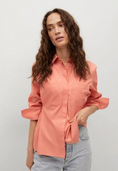 Рубашка, Mango, цвет: коралловый. Артикул: RTLAAK255101. Одежда / Блузы и рубашки / Рубашки
