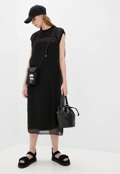 Платье, Karl Lagerfeld, цвет: черный. Артикул: RTLAAK733601. 