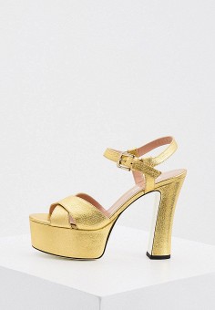 Босоножки, Pollini, цвет: золотой. Артикул: RTLAAK745301. Premium / Обувь / Босоножки / Pollini