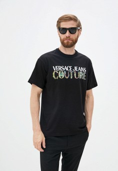 Футболка, Versace Jeans Couture, цвет: черный. Артикул: RTLAAL682501. Versace Jeans Couture