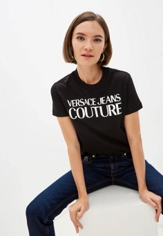 Футболка, Versace Jeans Couture, цвет: черный. Артикул: RTLAAL684901. Versace Jeans Couture