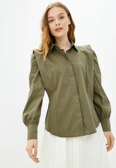 Блуза, Silvian Heach, цвет: хаки. Артикул: RTLAAL742401. Одежда / Блузы и рубашки / Блузы / Silvian Heach