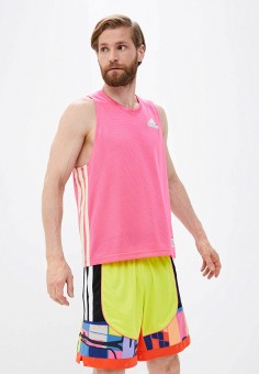 Майка спортивная, adidas, цвет: розовый. Артикул: RTLAAM212501. Одежда / Майки