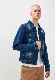 Куртка джинсовая, Trendyol, цвет: синий. Артикул: RTLAAM242601. Одежда / Верхняя одежда / Джинсовые куртки