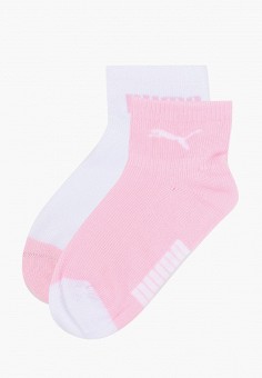 Носки 2 пары, PUMA, цвет: белый, розовый. Артикул: RTLAAM894901. Девочкам / Одежда / Носки и колготки / Носки