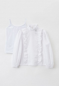 Блуза и топ, Nota Bene, цвет: белый. Артикул: RTLAAN531901. Девочкам / Одежда / Блузы и рубашки / Nota Bene