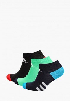 Носки 3 пары, adidas, цвет: зеленый, черный. Артикул: RTLAAN777301. Девочкам / Одежда / Носки и колготки / Носки