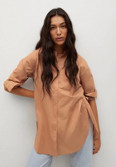 Рубашка, Mango, цвет: коричневый. Артикул: RTLAAN797401. Одежда / Mango