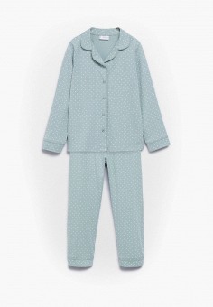 Пижама, Mango Kids, цвет: бирюзовый. Артикул: RTLAAN808401. Девочкам / Одежда / Белье и одежда для дома