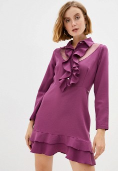 Платье, Rinascimento, цвет: фиолетовый. Артикул: RTLAAO320802. Одежда / Платья и сарафаны / Платья-рубашки / Rinascimento