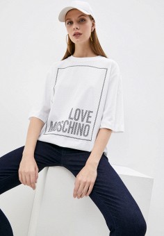 Лонгслив, Love Moschino, цвет: белый. Артикул: RTLAAO338101. Одежда / Футболки и поло / Лонгсливы / Love Moschino