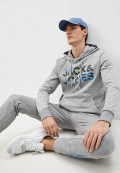 Худи, Jack & Jones, цвет: серый. Артикул: RTLAAO816801. Одежда / Толстовки и олимпийки