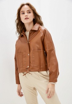 Куртка кожаная, Softy, цвет: коричневый. Артикул: RTLAAO998801. Одежда / Верхняя одежда / Кожаные куртки