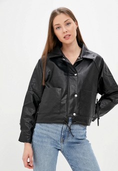 Куртка кожаная, Softy, цвет: черный. Артикул: RTLAAO999001. Одежда / Верхняя одежда / Кожаные куртки