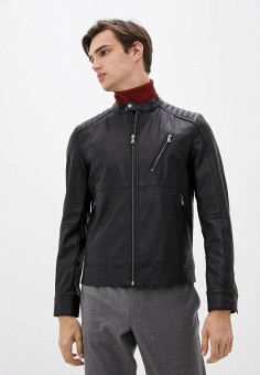 Куртка кожаная, Sisley, цвет: черный. Артикул: RTLAAP338001. Одежда / Верхняя одежда / Кожаные куртки