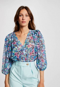 Блуза, Morgan, цвет: синий. Артикул: RTLAAQ175101. Одежда / Блузы и рубашки / Блузы