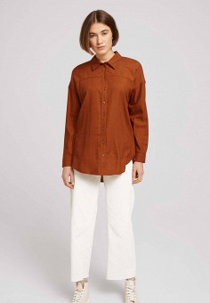 Рубашка, Tom Tailor Denim, цвет: коричневый. Артикул: RTLAAQ255101. Одежда / Блузы и рубашки / Рубашки / Tom Tailor Denim