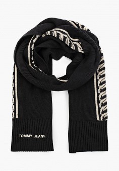 Шарф, Tommy Jeans, цвет: черный. Артикул: RTLAAQ350302. Аксессуары / Платки и шарфы