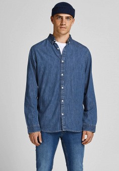 Рубашка джинсовая, Jack & Jones, цвет: синий. Артикул: RTLAAQ402501. Jack & Jones