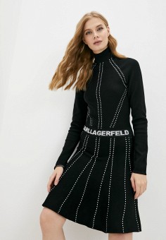 Платье, Karl Lagerfeld, цвет: черный. Артикул: RTLAAQ565801. 