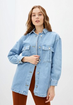 Рубашка джинсовая, Trendyol, цвет: голубой. Артикул: RTLAAR253301. Одежда / Блузы и рубашки / Рубашки