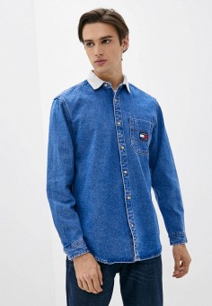 Рубашка джинсовая, Tommy Jeans, цвет: синий. Артикул: RTLAAR409601. Одежда / Рубашки