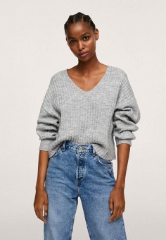Пуловер, Mango, цвет: серый. Артикул: RTLAAR706201. Одежда / Джемперы, свитеры и кардиганы / Джемперы и пуловеры