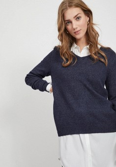 Пуловер, Vila, цвет: синий. Артикул: RTLAAR819201. Одежда / Джемперы, свитеры и кардиганы / Vila