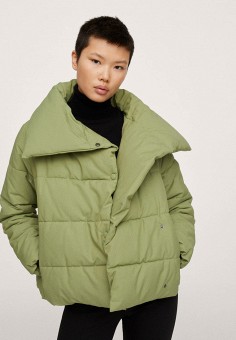 Куртка утепленная, Mango, цвет: зеленый. Артикул: RTLAAS779201. Одежда
