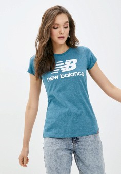 Футболка, New Balance, цвет: голубой. Артикул: RTLAAT191701. Одежда / Футболки и поло / New Balance
