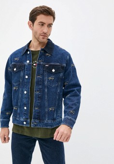 Куртка джинсовая, Tommy Jeans, цвет: синий. Артикул: RTLAAT786001. Одежда / Верхняя одежда / Джинсовые куртки