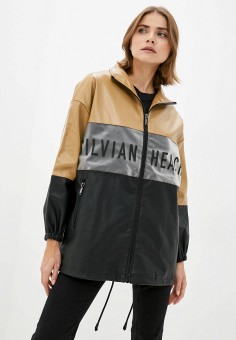 Куртка кожаная, Silvian Heach, цвет: мультиколор. Артикул: RTLAAT917201. Одежда / Верхняя одежда / Кожаные куртки