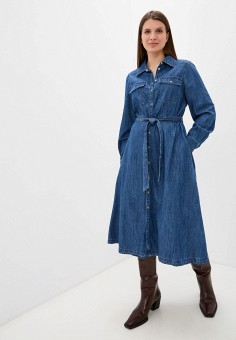 Платье джинсовое, Marks & Spencer, цвет: синий. Артикул: RTLAAV505301. Одежда / Одежда больших размеров / Платья и сарафаны