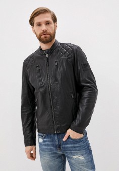 Куртка кожаная, Pepe Jeans, цвет: черный. Артикул: RTLAAW575602. Одежда / Верхняя одежда / Кожаные куртки