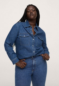 Рубашка джинсовая, Violeta by Mango, цвет: синий. Артикул: RTLAAW820801. Одежда / Блузы и рубашки / Рубашки