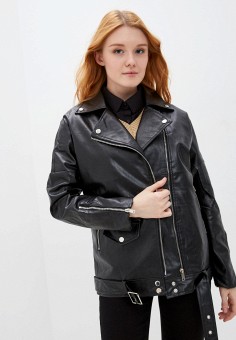 Куртка кожаная, Izabella, цвет: черный. Артикул: RTLAAW983601. Одежда / Верхняя одежда / Кожаные куртки